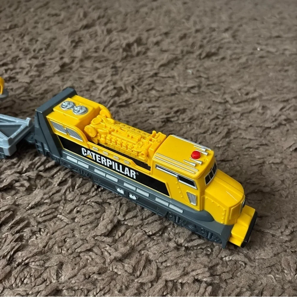 Caterpillar Yellow Black Toy Train with Crane Car Kids Toy Motorized
